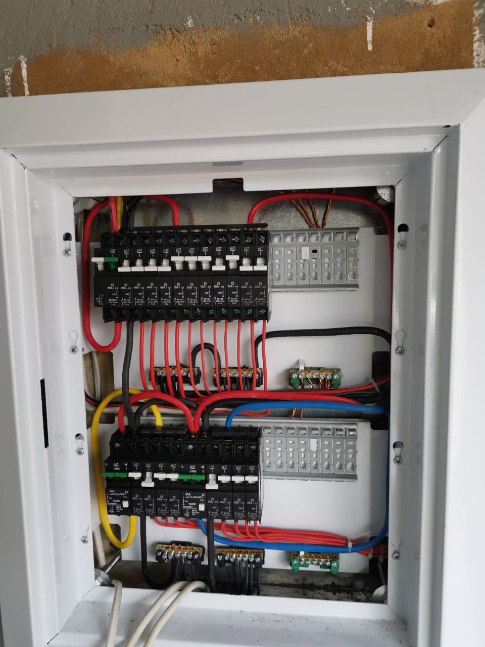 distribution box cleanly wired and connected