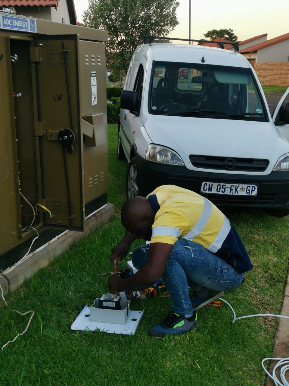 worker servicing transformer