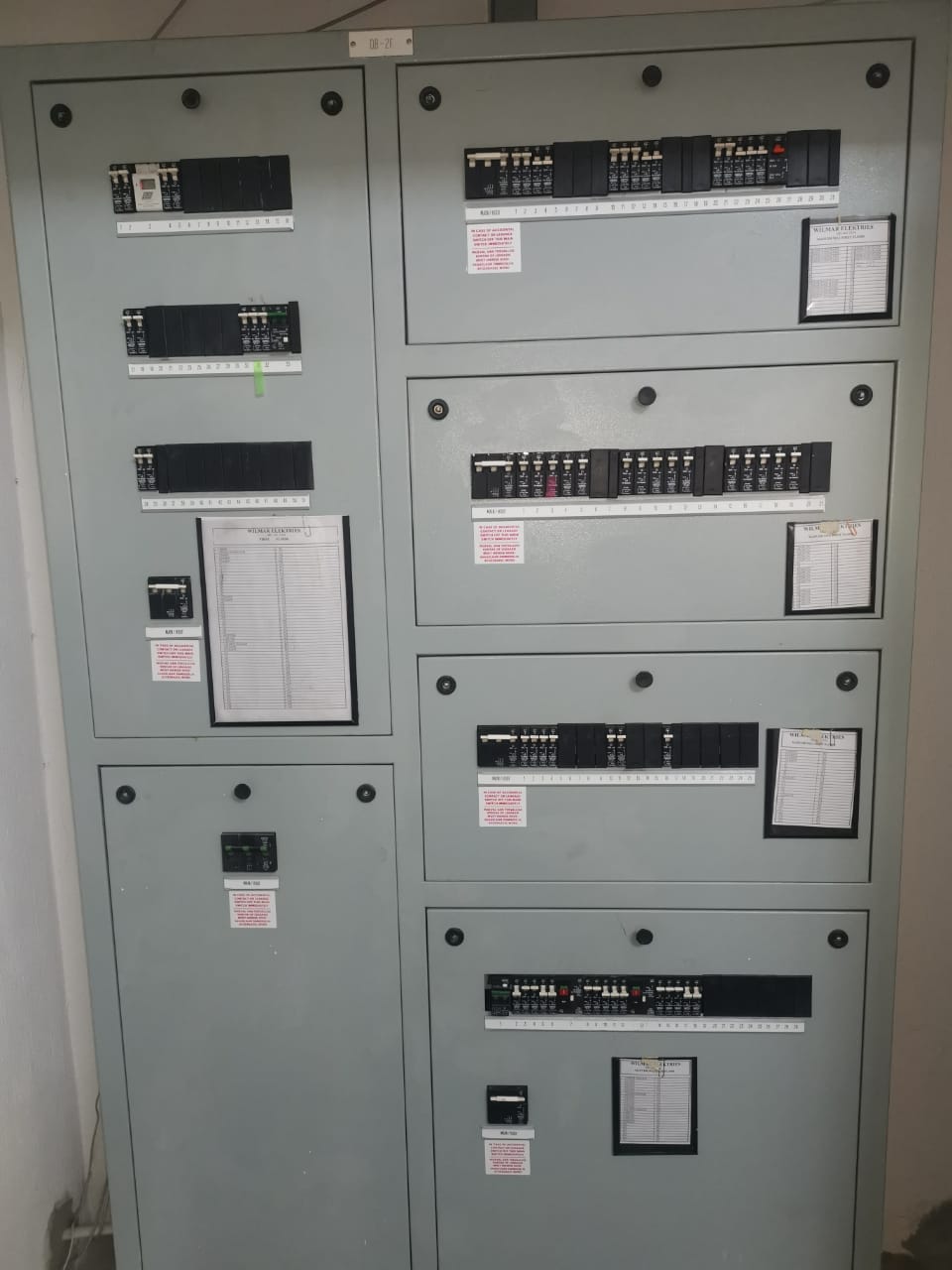 industrial level distribution box with circuit breakers
