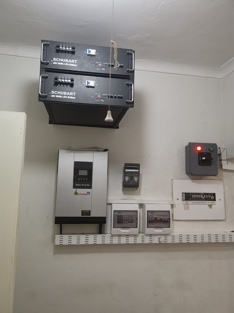 solar inverter amd two batterries mounted